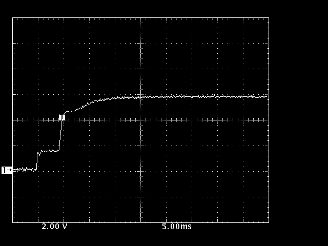 Fig. 1 The power-on transient reaches almost 6 Volts.